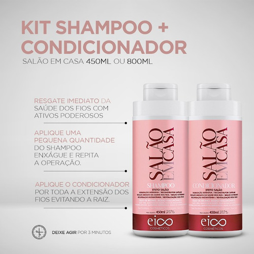 Kit Shampoo E Condicionador Eico Salão Em Casa 450ml