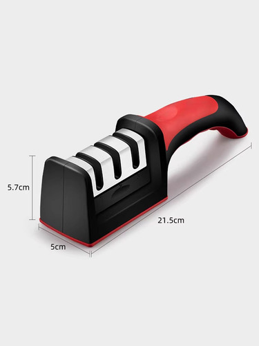 Afilador De Cuchillos De 3 Filos De Acero Inoxidable 3en 1 Rojo