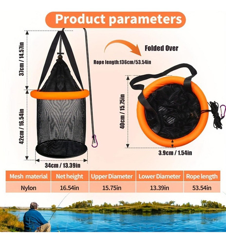 Cesta De Pesca Flotante, Cubo Para Cebos, Ligera, Naranja