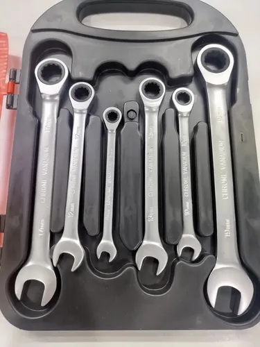 Kit Chave De Boca Catraca 7 Peças Articulada Cinza LWJ-2225 Luatek