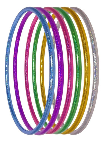 Ula Ula O Hula Hoop Encintado Mediano Paquete Con 10 Aros Multicolor