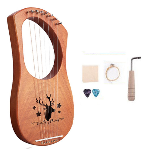 Instrumento De Corda De Madeira Harp De 7 Cordas Com Bolsa D