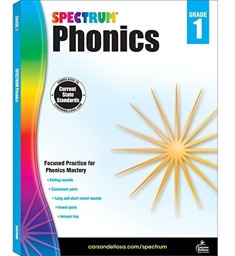 Book : Spectrum 1st Grade Phonics Workbooks, Vowel,...