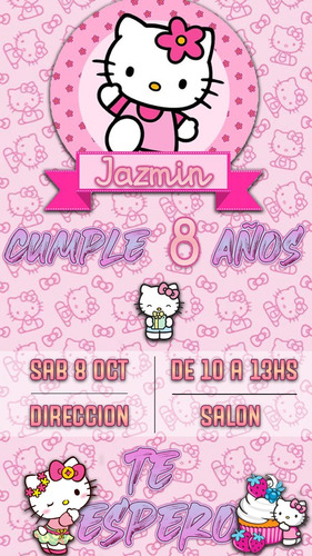 Invitación  Digital Hello Kitty Cumpleaños Whatsapp