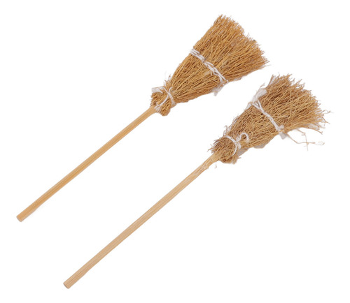 Set De 20 Mini Escobas Decorativas Estilo Bruja Con Cuerda