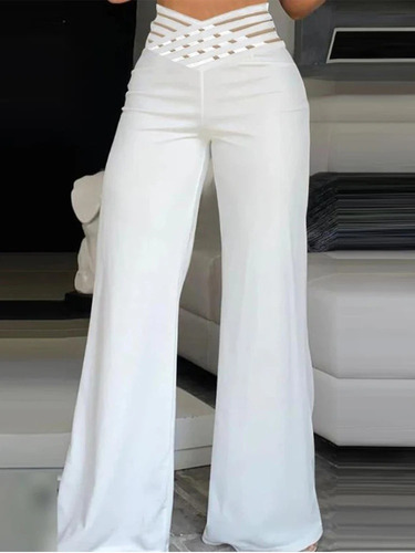 Pantalón Acampanado Elegante Talle Alto Para Mujer Oficina