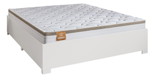 Cama Box Casal Queen Desmontável C/ Colchão Real Bege/branco Cor Branco/nature