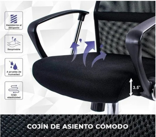 Silla De Escritorio Imback Ejecutiva Mesh Negra Con Tapizado De Mesh Y Cuero Sintético