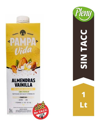 Leche Almendra Vainilla S/azúc Stevia Pampa Vida 1l-sin Tacc