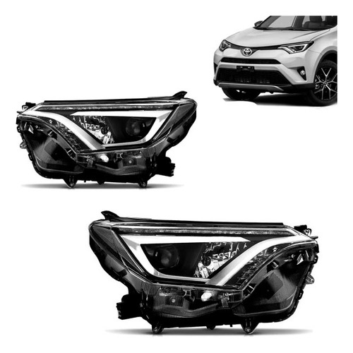 Farol Rav4 2016 17 18 Elétrico Com Motor Com Led Sem Reator