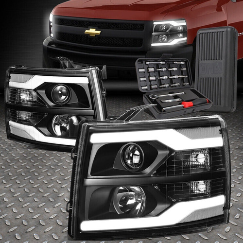 Par Faros Led Izq.y Dere 07-14 Chevy Silverado Led Drl Black