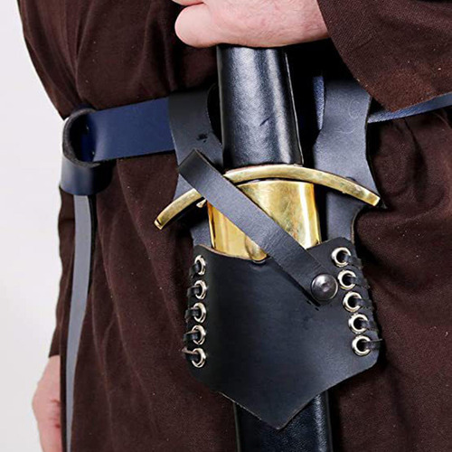 Medieval Rana Pu Cinturón Cintura Vaina Vaina Negro