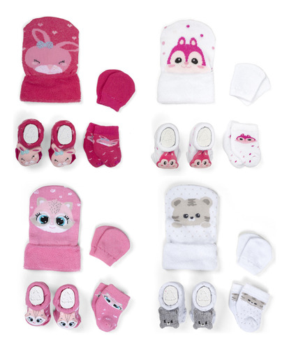 Conjunto 4 Kits Para Recém Nascido Roupinha De Bebê Menina