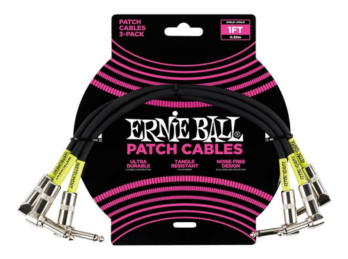 Pack 3 Cables De Pedal Patch 30cm (envio Gratis) Ernie Ball