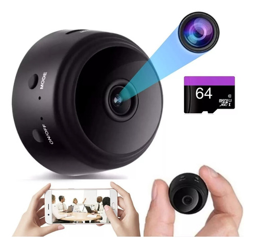 Mini Camara Wifi Fullhd Deteccion Movimiento + Micro Sd 64gb