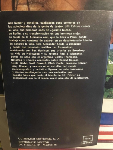 Así Fue Mi Vida Lilli Palmer (Usado)