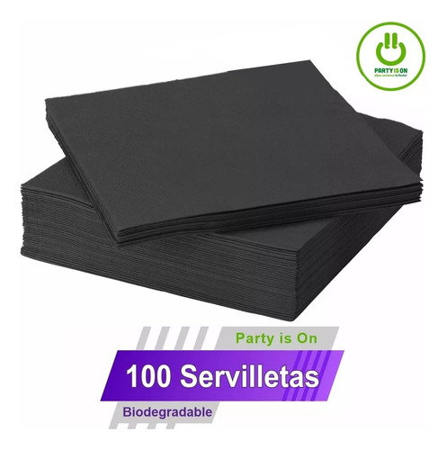 100 Servilletas De Papel Party Is On Color Negro