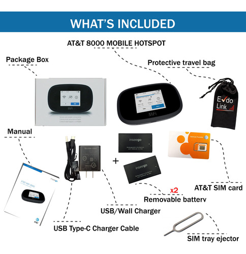 At&t Wireless Hotspot Wifi Device 4g Lte Mifi 8000 | Global