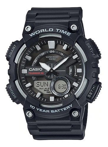 Reloj Casio Para Caballero Aeq-110w 1a Negro Color del fondo Gris