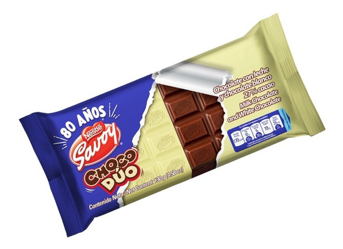 Chocolate Con Leche Y Blanco Choco Dúo Savoy 130g Mb