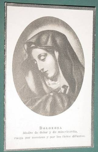 Religion Tarjeta Necrologica Virgen Madre Dolorosa 1950