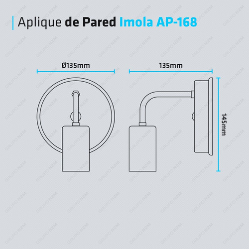 Imagen 2 de 2 de Aplique Pared Led Imola Ap-168 E27 Base Madera
