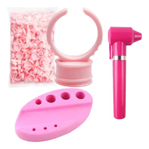 Kit Mixer Misturador Rosa + 100 Anel Batoque + Suporte Base