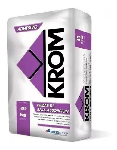 Pegamento P/ Porcellanato Krom Baja Absorción 30 Kg Klaukol