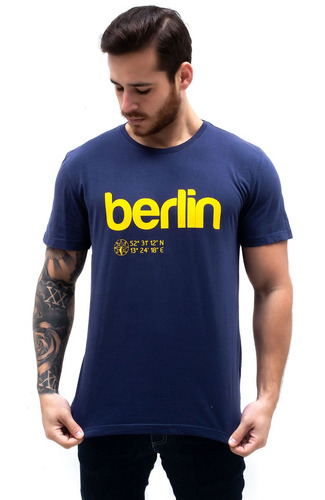 Camiseta Berlin (berlim) - Azul E Amarela - Edição Limitada
