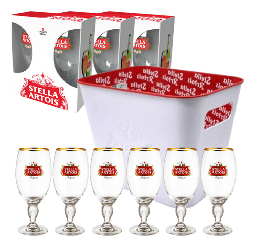 Frapera Balde Hielo Stella Artois Original + 6 Copas Regalo