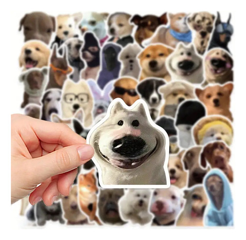 50 Calcomanías Sticker Impermeables De Curiosos Perros Meme