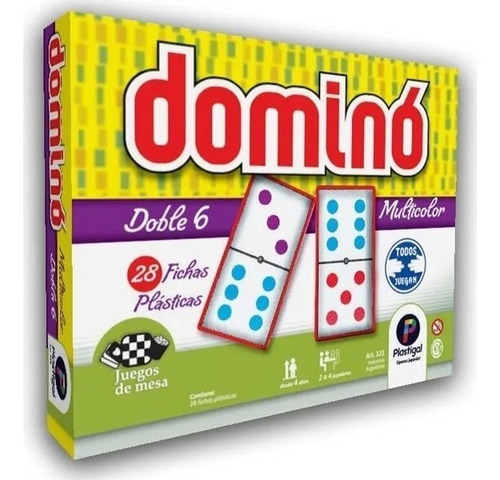 Juego De Mesa Domino Doble 6 Multicolor Plastigal