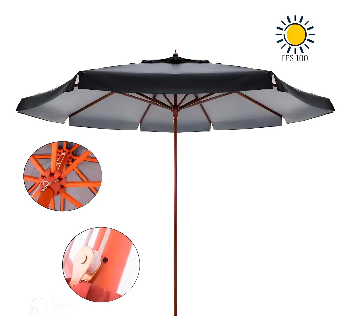 Ombrelone 4m Madeira Positano Preto Belfix Central Bagum