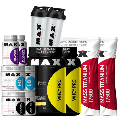 Kit Completo Massa Muscular Max Titanium 2 Brindes