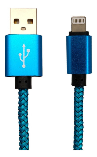 Cable Cargador Usb Gtc Compatible iPhone iPad 1mt (#103) Color Azul