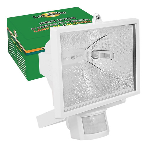 Refletor Halógeno Branco Com Sensor Presença 500w 118mm