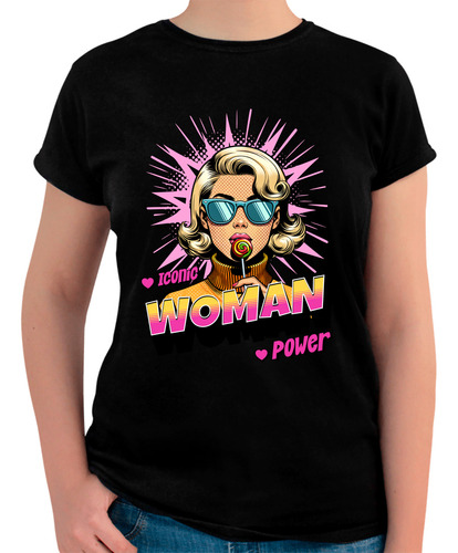 Playera Algodón Peinado Mujer Iconic Woman Power - Comic