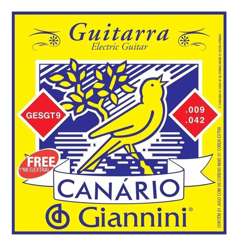 Encordoamento Giannini Gesgt .009/.042 Canário Para Guitarra