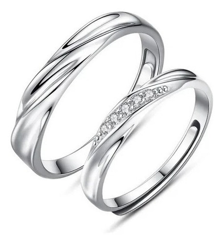 Par Anillo Plata 925 Ajustable Pareja Amor Ilusion En Caja