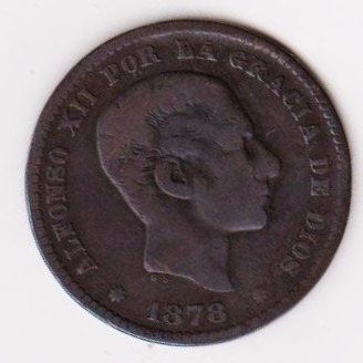 Moneda Reino De España Año 1878 Valor 5 Centimos