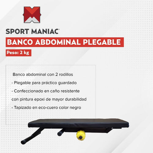 Imagen 2 de 4 de Banco Abdominal Plegable Reforzado Pesas Sol Abdominales