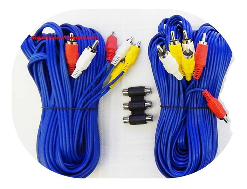 Cables Rca 2 Unid De 10 Metros Cada Uno + Copla 3x3