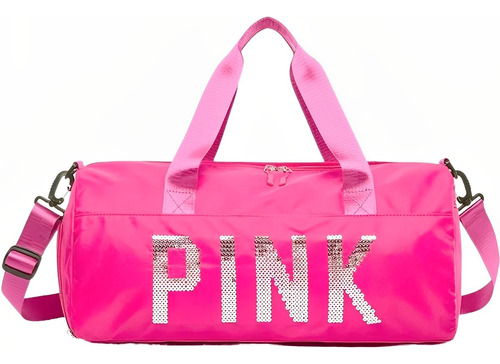 Bolsa Feminina Mala Pink Academia Fitness Transversal Casual Cor Rosa-Pink Desenho do tecido Liso