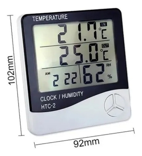 Termohigrómetro Digital Htc-2 Higrometro Termometro Reloj