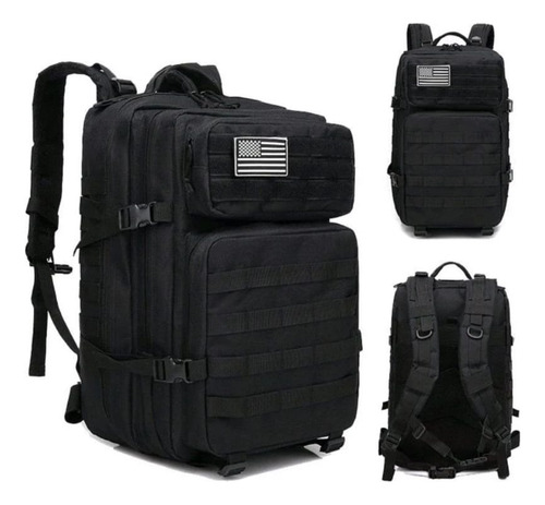 Mochila Tática Camping Militar 50 Litros Resistente +1 Patch Cor Preto Desenho Do Tecido Eua