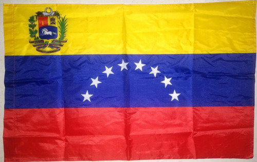 Bandera De Venezuela 8 Estrellas Med. Aprox. 90x60cm Y Asta