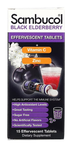 Sambucol Elderberry Vitamina C Zinc Tabletas Efervescentes