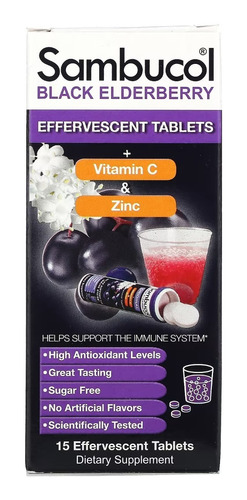 Sambucol Elderberry Vitamina C Zinc Tabletas Efervescentes