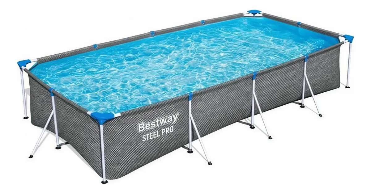 Alberca Rectangular Bestway Steel Pro 4.50m X 2.20m X 84cm Gris Oscuro Steel Pro