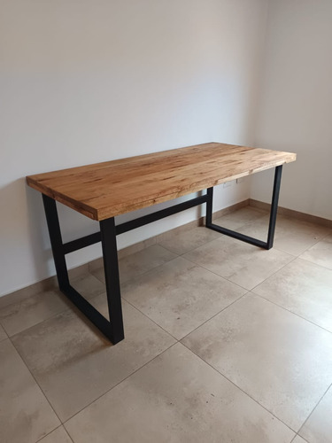 Escritorio Industrial Hierro Y Madera Negro